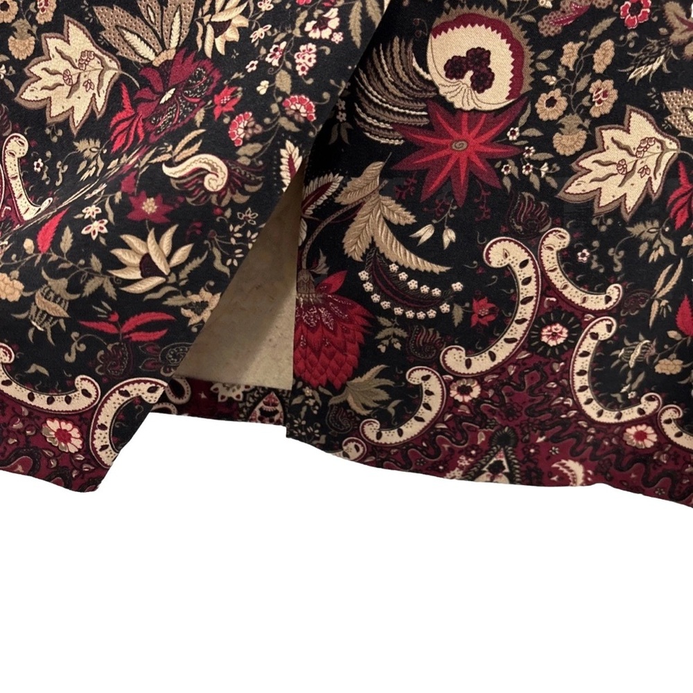 Vintage Briggs New York Sz 10P Floral Paisley Midi Skirt Black Red Tan Boho Y2K - Picture 3 of 7